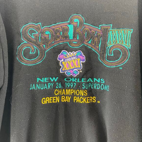 Vintage Logo 7 NFL Green Back Packers Sweatshirt 1997 New Orleans Size Large - Picture 7 of 7